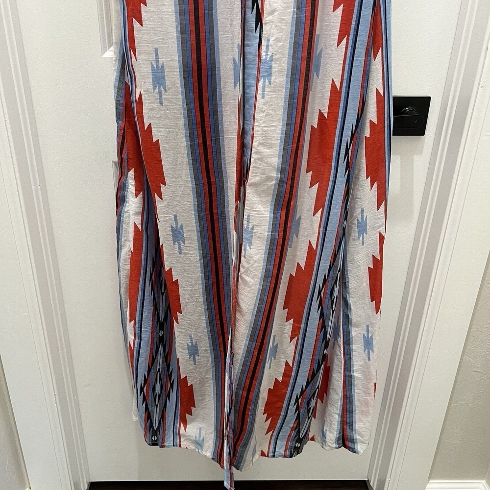 Crazy Train Size M Kimono Duster Aztec Tribal Southwest Print Sleeveless Long - Picture 6 of 14